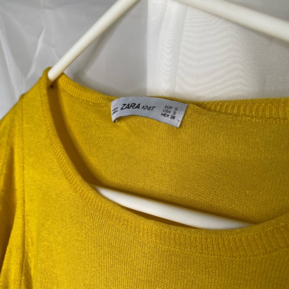 ZARA | Yellow Ruffle Short Sleeve Knit Top | Size Small - Picture 5 of 6